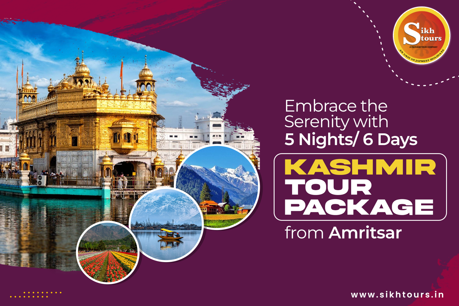 Embrace the Serenity with 5 Nights/ 6 Days Kashmir Tour Package from Amritsar
